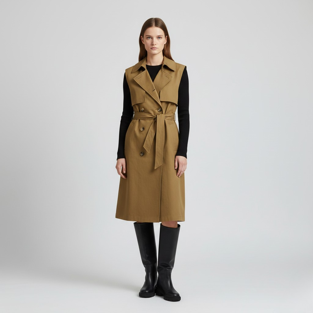 Ärmelloses Midi-Kleid im Trenchcoat-Stil