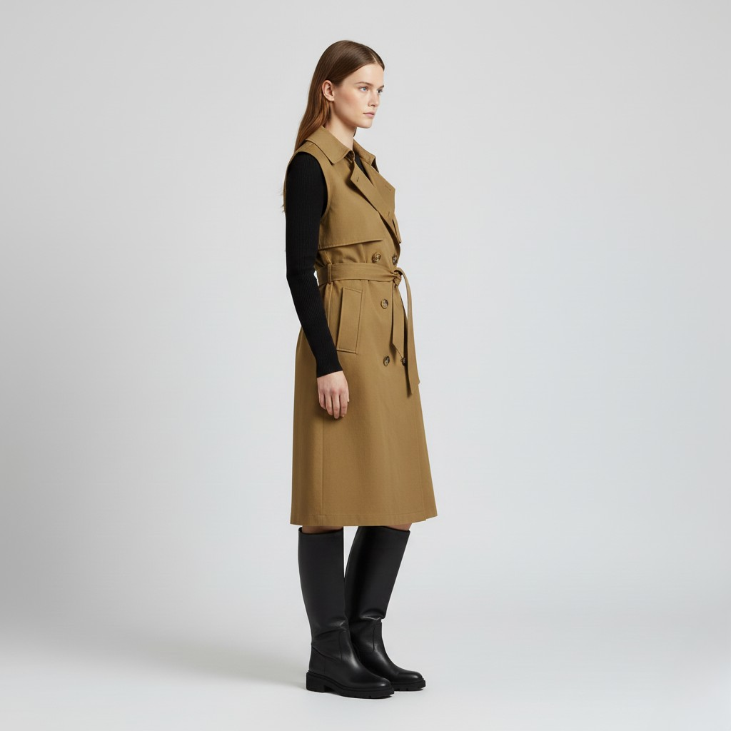 Ärmelloses Midi-Kleid im Trenchcoat-Stil