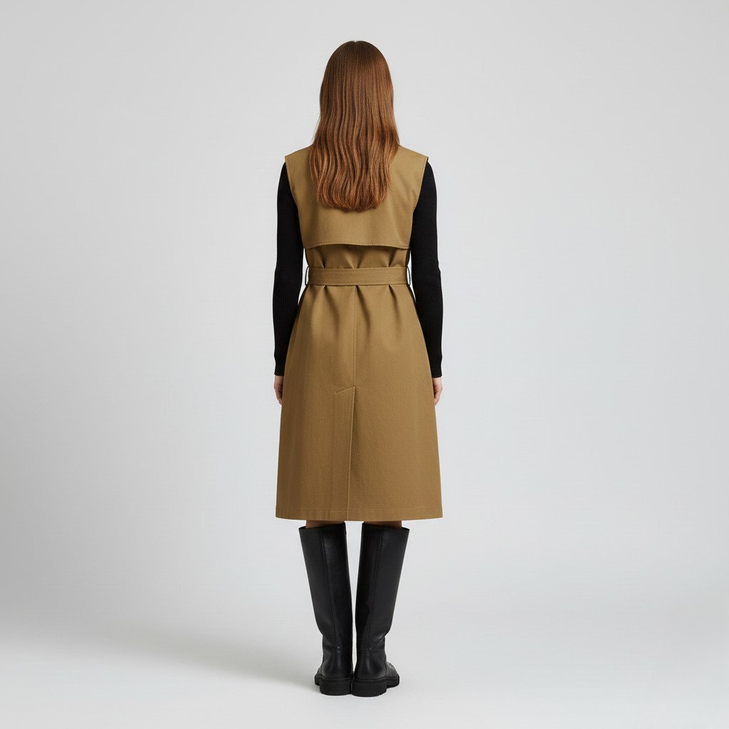 Ärmelloses Midi-Kleid im Trenchcoat-Stil