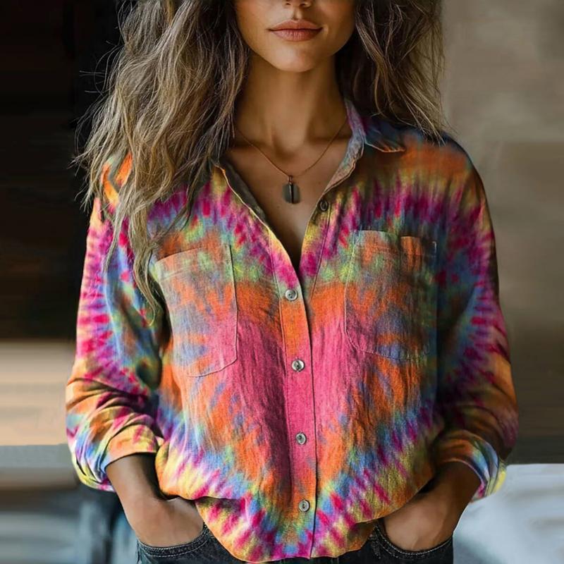 Vanya Women’s Vintage Blouse – Loose Boho Chic Top with Colourful Printed Design