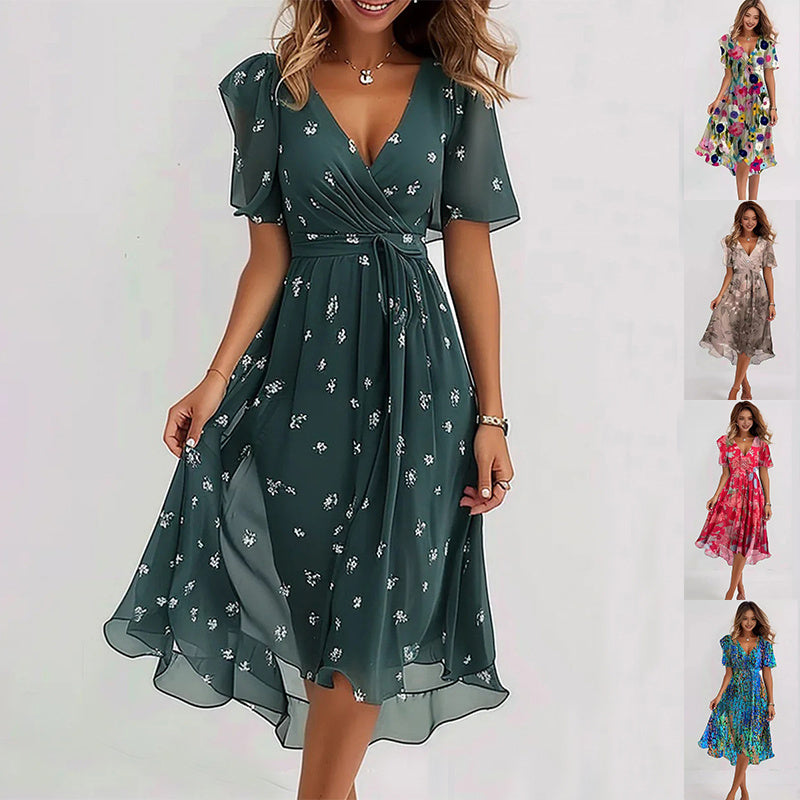 Aimee Women’s Floral Midi Dress – Elegant Summer Dress with Flattering Fit