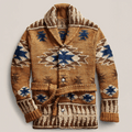 Arman Men’s Jacquard Cardigan – Retro Knit Sweater with Western-Inspired Design