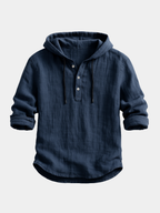 Marc Men’s Hooded Shirt – Lightweight Breathable Cotton Casual Button-Up Top