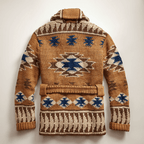 Arman Men’s Jacquard Cardigan – Retro Knit Sweater with Western-Inspired Design
