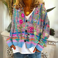 Elisa Women’s Boho Cardigan – Floral Embroidered Oversized Knit Wool Blend Jumper