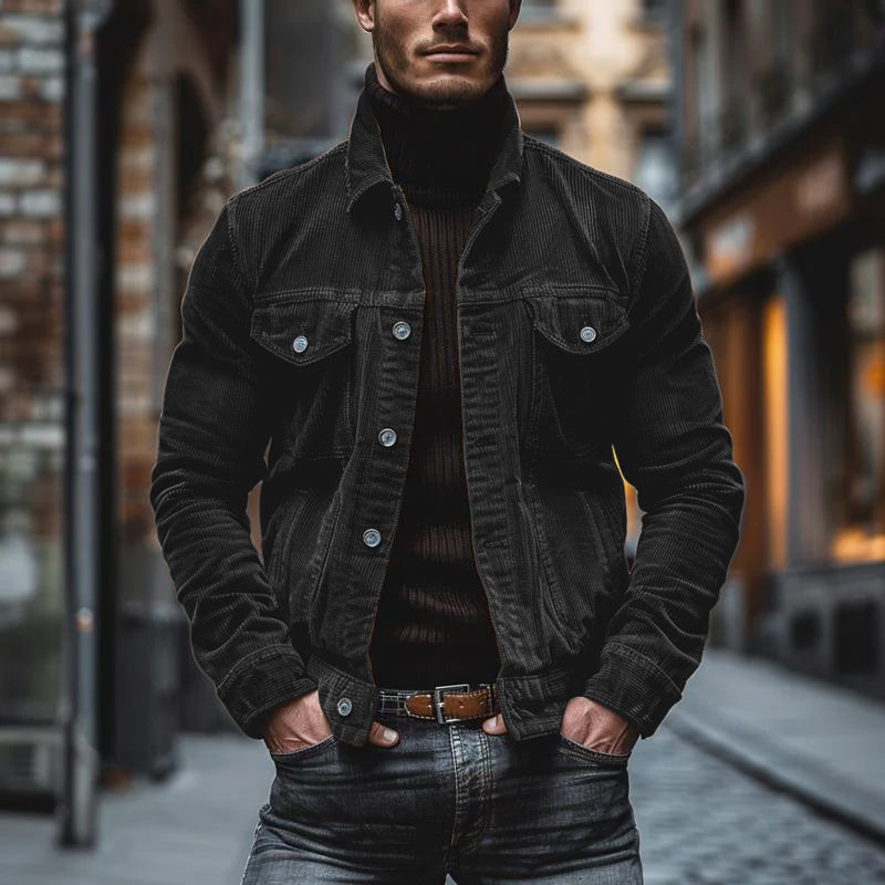 Bryn Men’s Corduroy Jacket – Retro Workwear Coat with Utility Pockets & Relaxed Fit