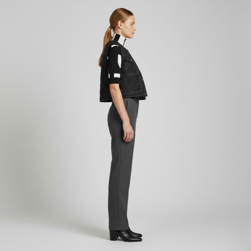 Weste & grafisches Strickoberteil-Ensemble