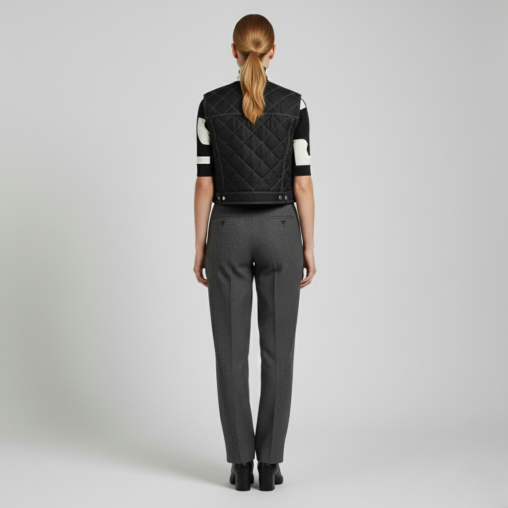 Weste & grafisches Strickoberteil-Ensemble