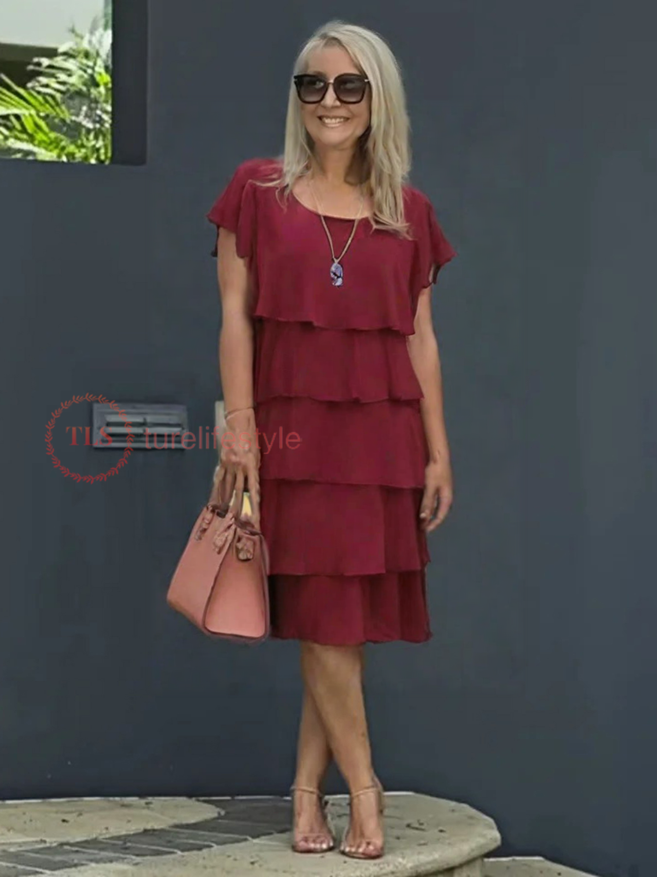 Giselle Women’s Chiffon Midi Dress – Elegant Layered Party Dress with Asymmetrical Hem