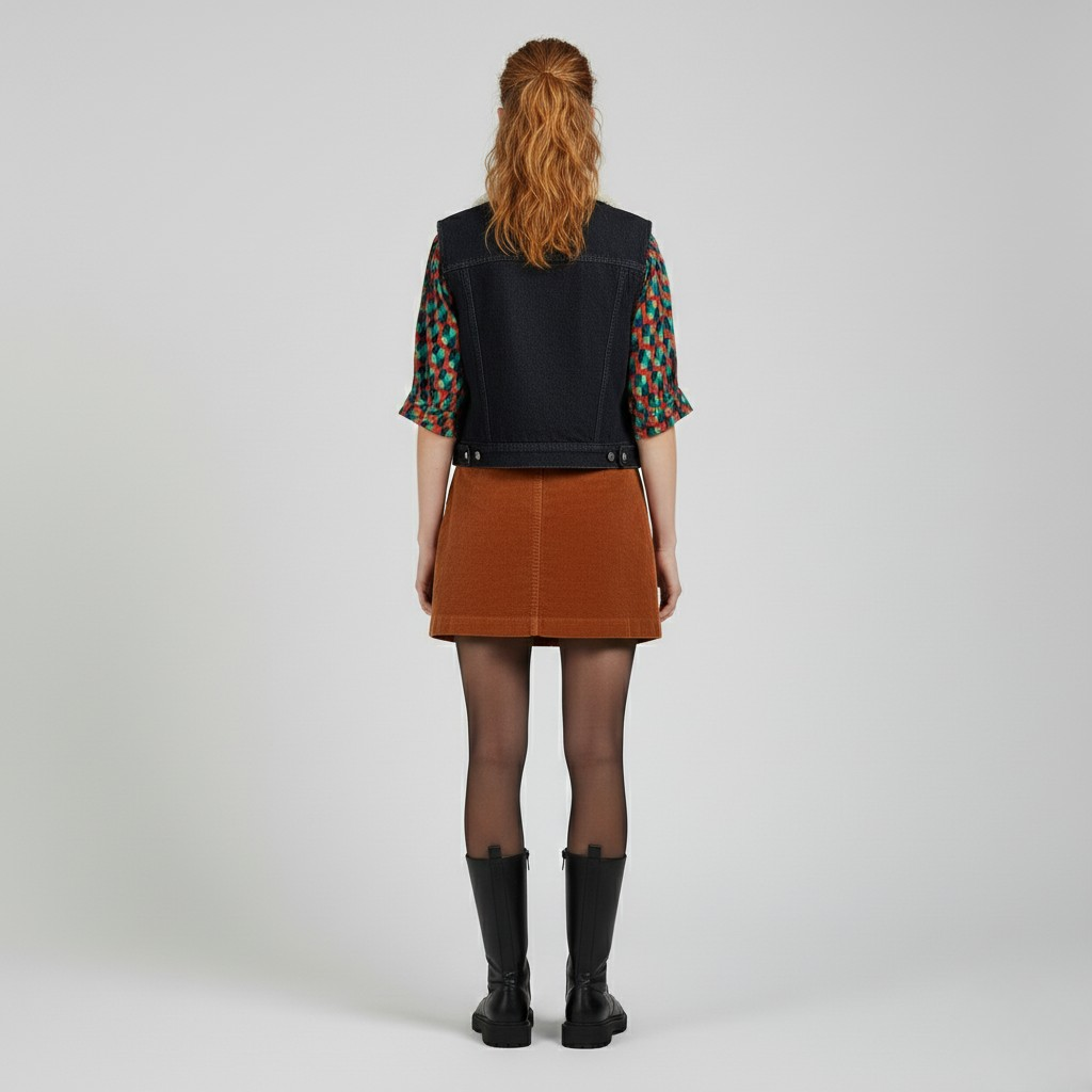 Jeansweste mit Lammfellkragen