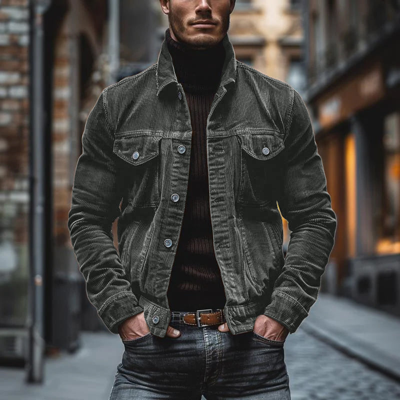 Bryn Men’s Corduroy Jacket – Retro Workwear Coat with Utility Pockets & Relaxed Fit