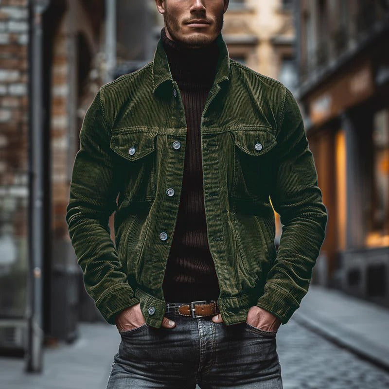 Bryn Men’s Corduroy Jacket – Retro Workwear Coat with Utility Pockets & Relaxed Fit