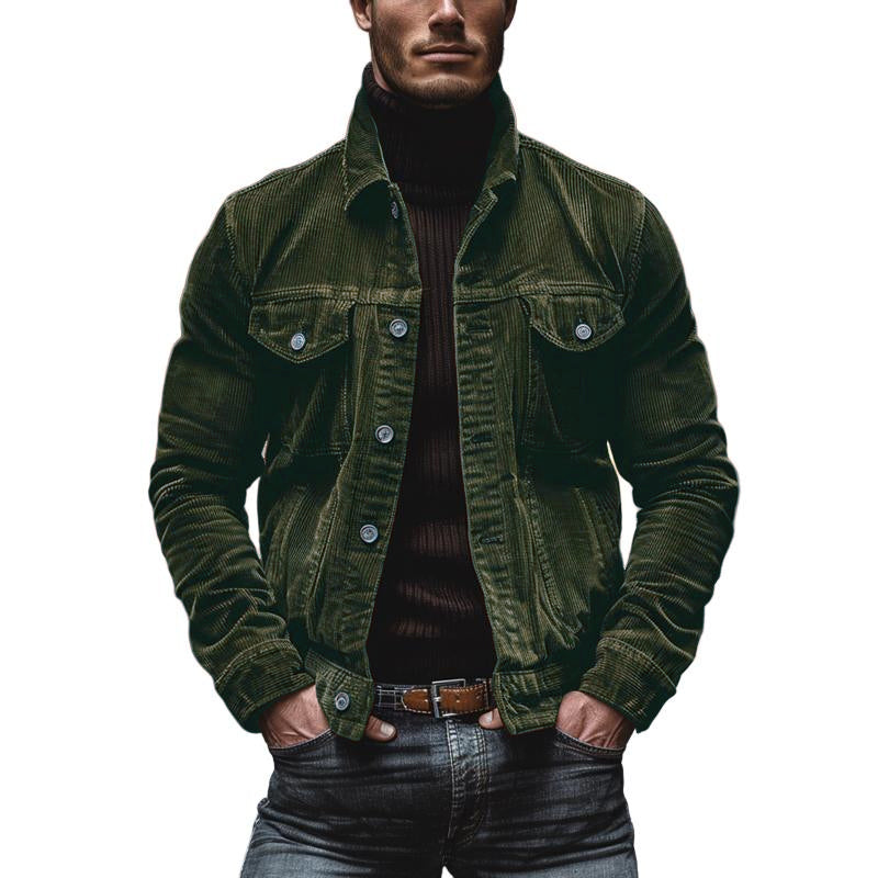 Bryn Men’s Corduroy Jacket – Retro Workwear Coat with Utility Pockets & Relaxed Fit