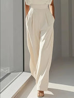 Mira Women’s Elegant Jumpsuit – High Waist Wide Leg Playsuit with Pleated Detail