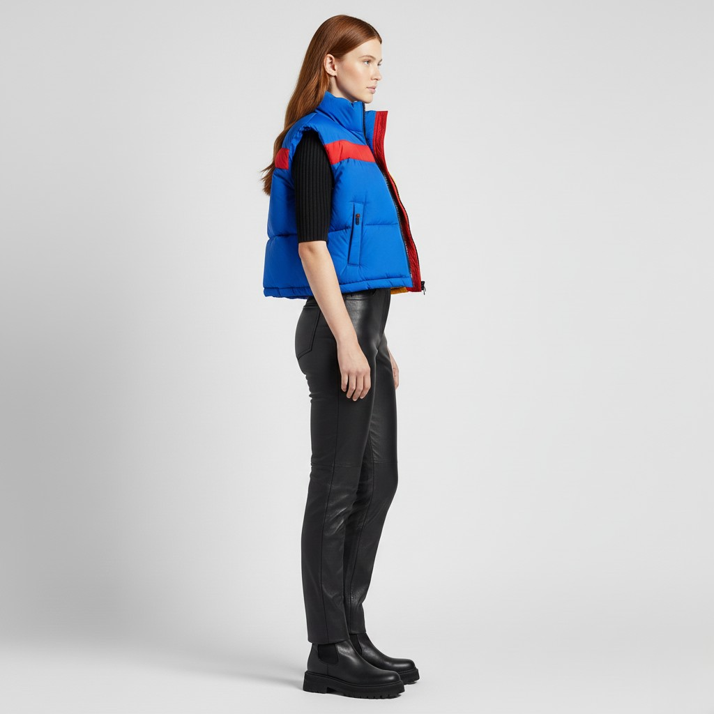 Farbblock-Daunenweste