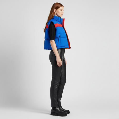 Farbblock-Daunenweste