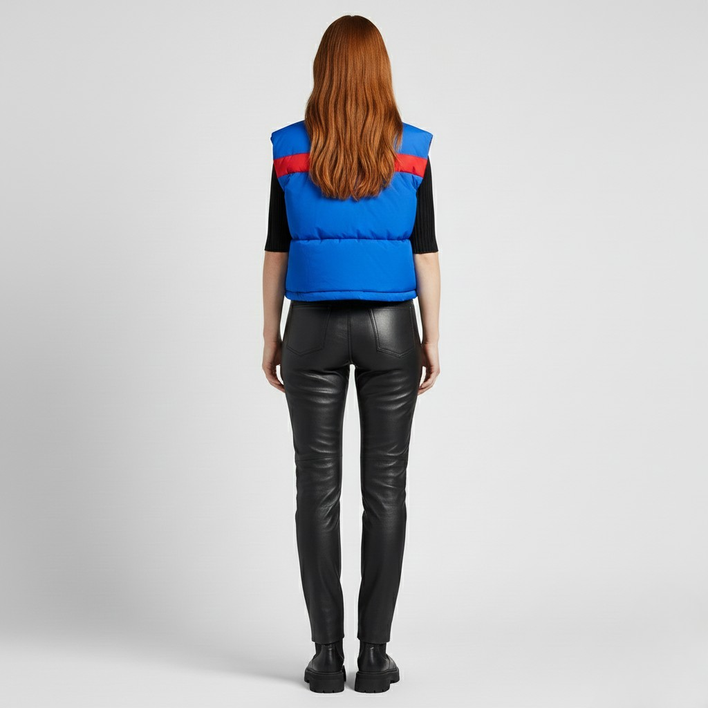 Farbblock-Daunenweste