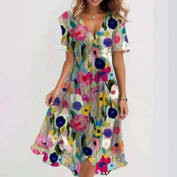 Aimee Women’s Floral Midi Dress – Elegant Summer Dress with Flattering Fit