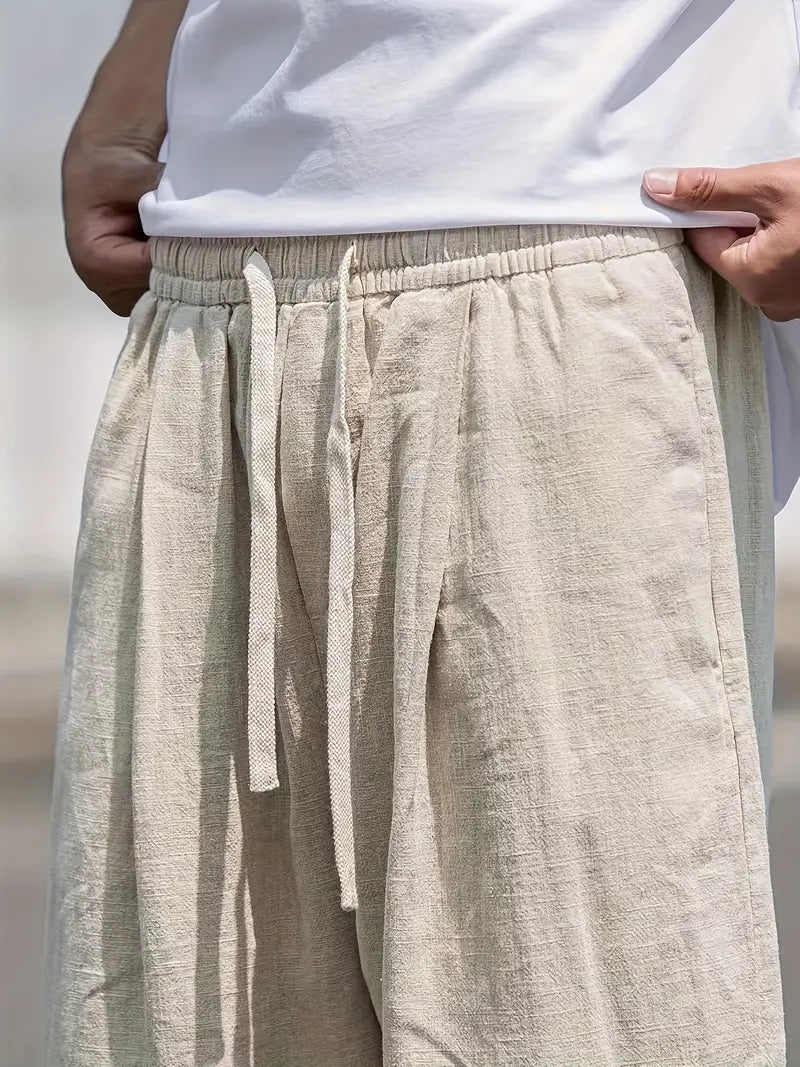 Liam Men’s Linen Trousers – Breathable Relaxed Fit Summer Pants with Wide Leg