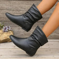Amara Women’s Leather Ankle Boots – European Mid-Calf Boots with Non-Slip Sole