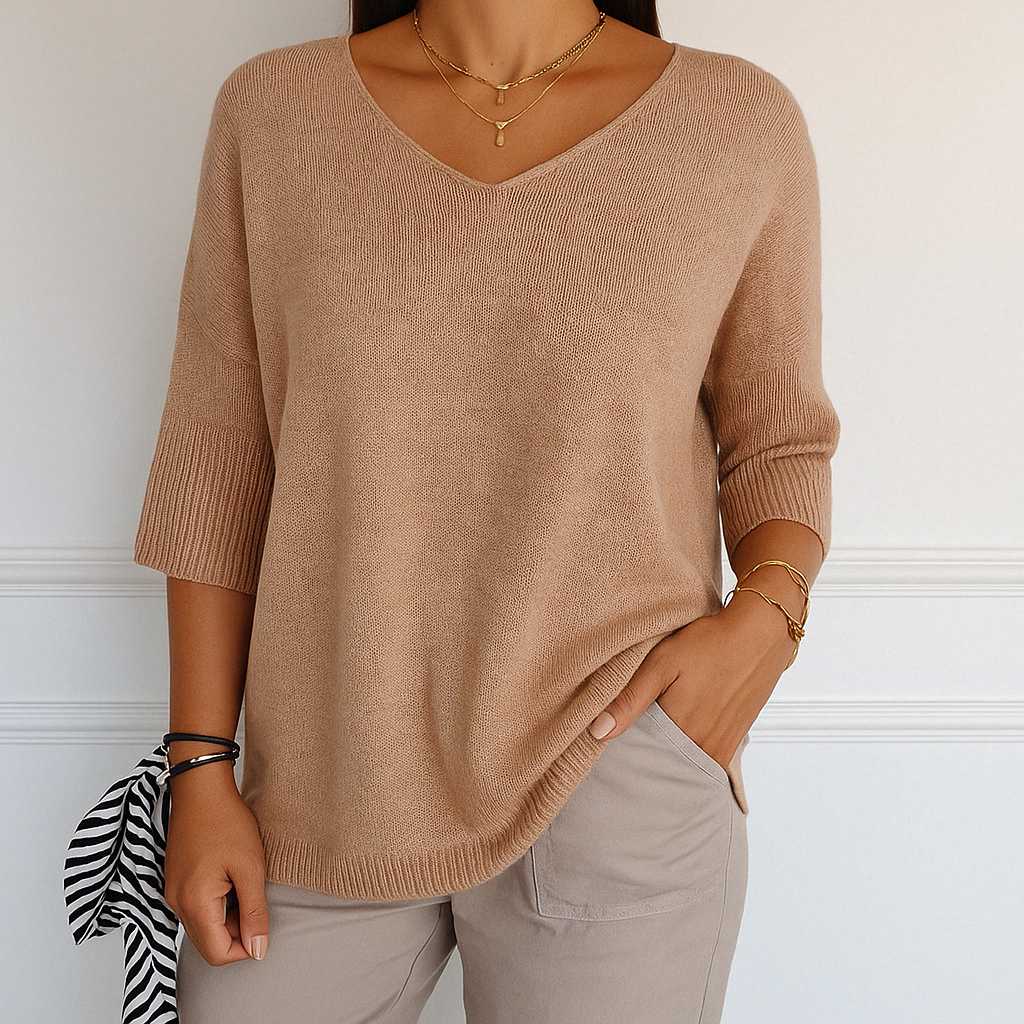 Coraline Women’s V-Neck Jumper – Soft Fine Knit Sweater with Elegant Slim Fit