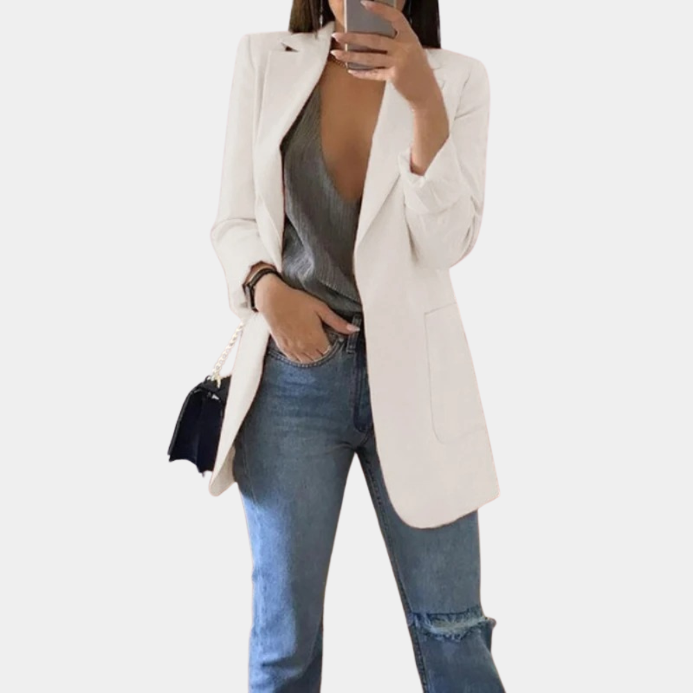Bella Women’s Elegant Blazer – Tailored Long Sleeve Jacket for Office & Casual Chic