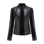 Andrijana Women’s Leather Jacket – Slim Fit Biker Jacket with Zip & Stand Collar