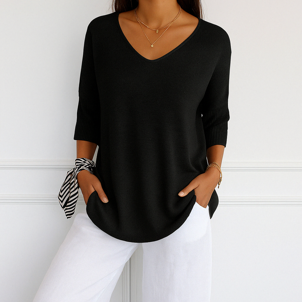 Coraline Women’s V-Neck Jumper – Soft Fine Knit Sweater with Elegant Slim Fit