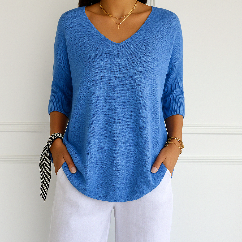 Coraline Women’s V-Neck Jumper – Soft Fine Knit Sweater with Elegant Slim Fit