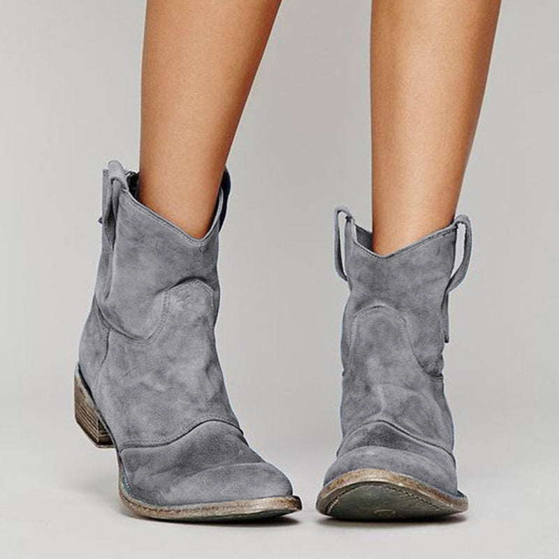 Charlotte Women’s Suede Wedge Boots – Elegant Comfort Ankle Boots with Stable Heel