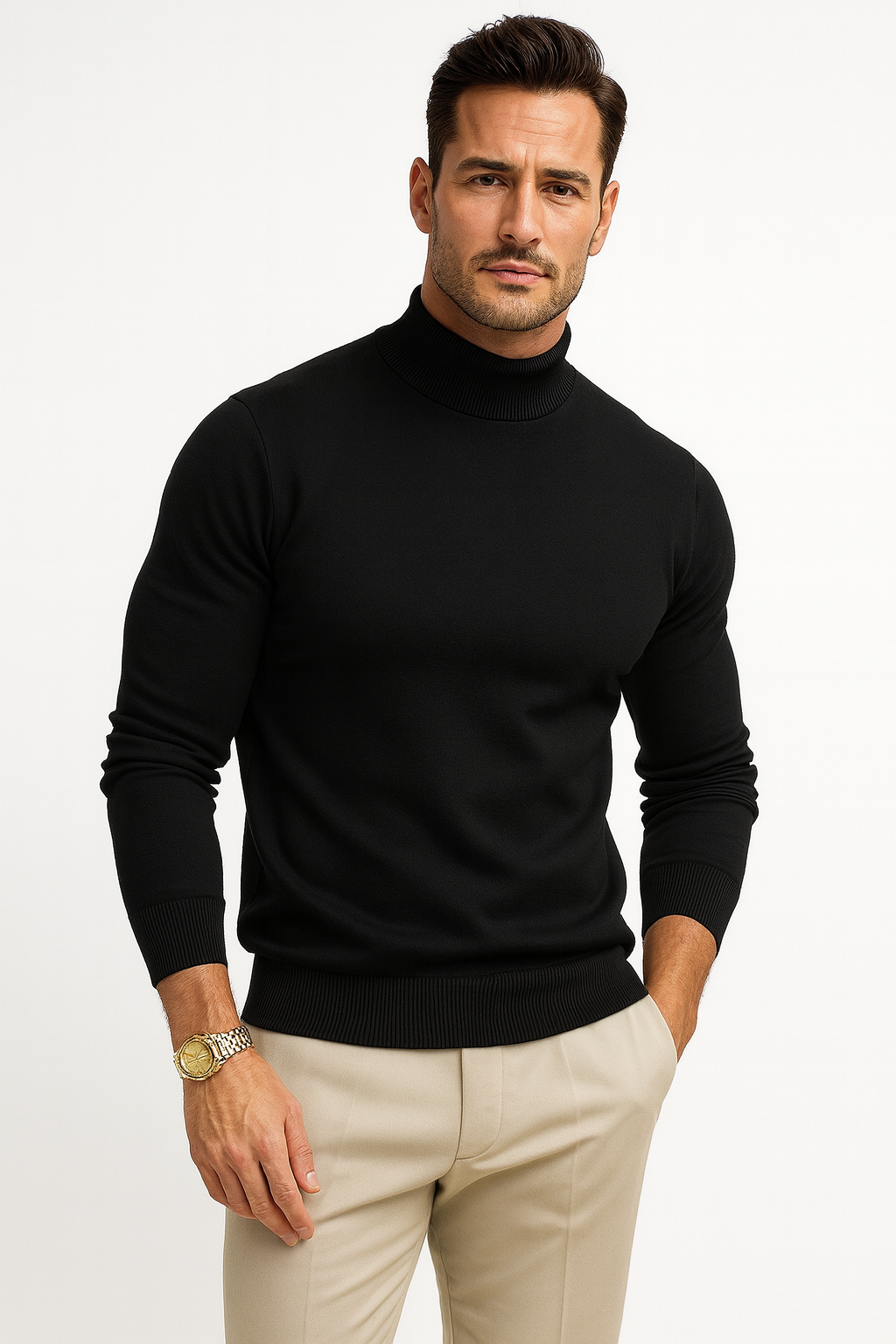 Leonardo Men’s Turtleneck Sweater – Slim Fit Knit Jumper in Soft Breathable Fabric
