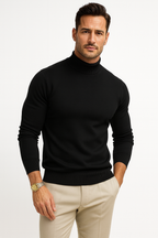 Leonardo Men’s Turtleneck Sweater – Slim Fit Knit Jumper in Soft Breathable Fabric