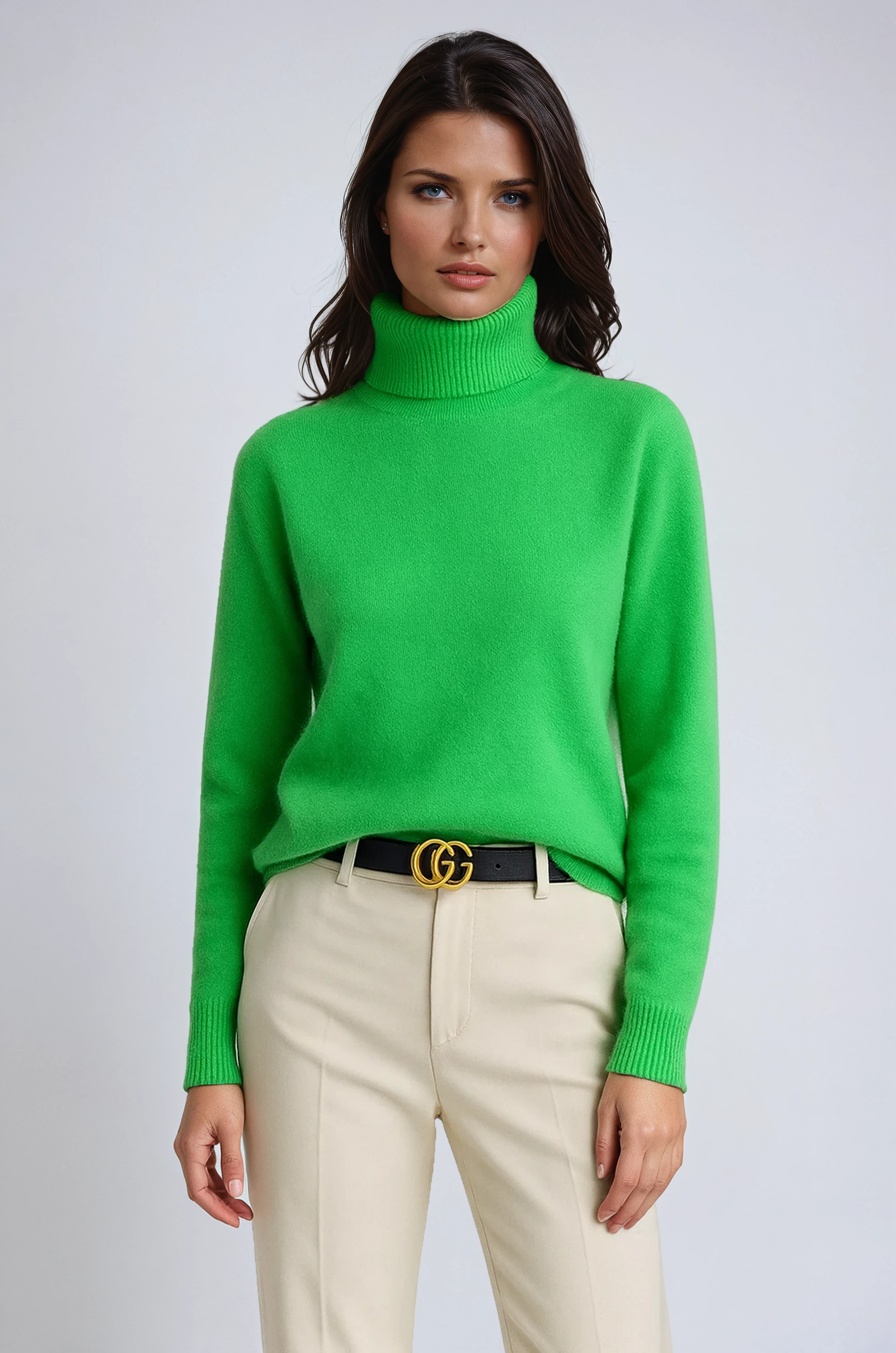 Mave Women’s Turtleneck Sweater – Soft Knit Winter Jumper with Elegant Ribbed Sleeves