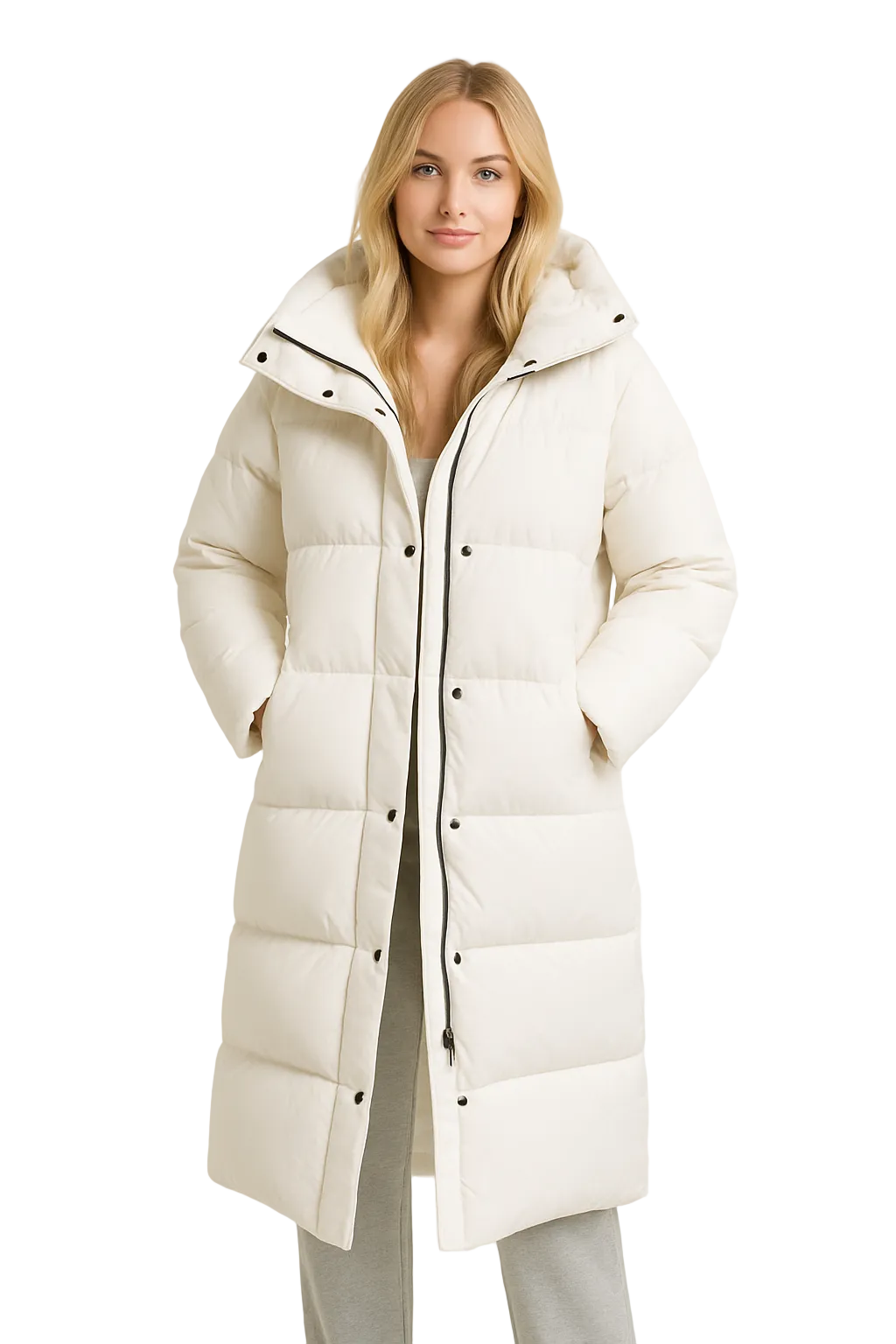 Laura Women’s Long Puffer Coat – Oversized Quilted Winter Jacket with Warm Padding