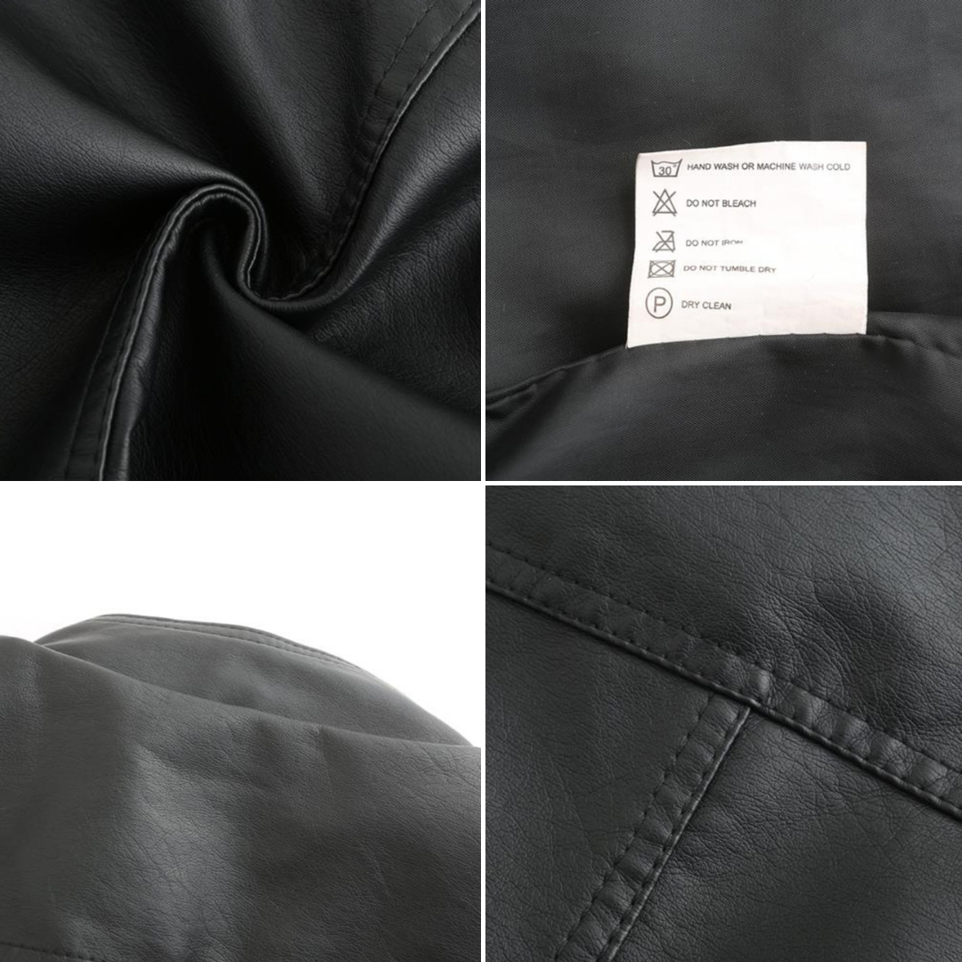 Janiyah Women’s Leather Jacket – Elegant Zip-Up Coat with Chic High Collar