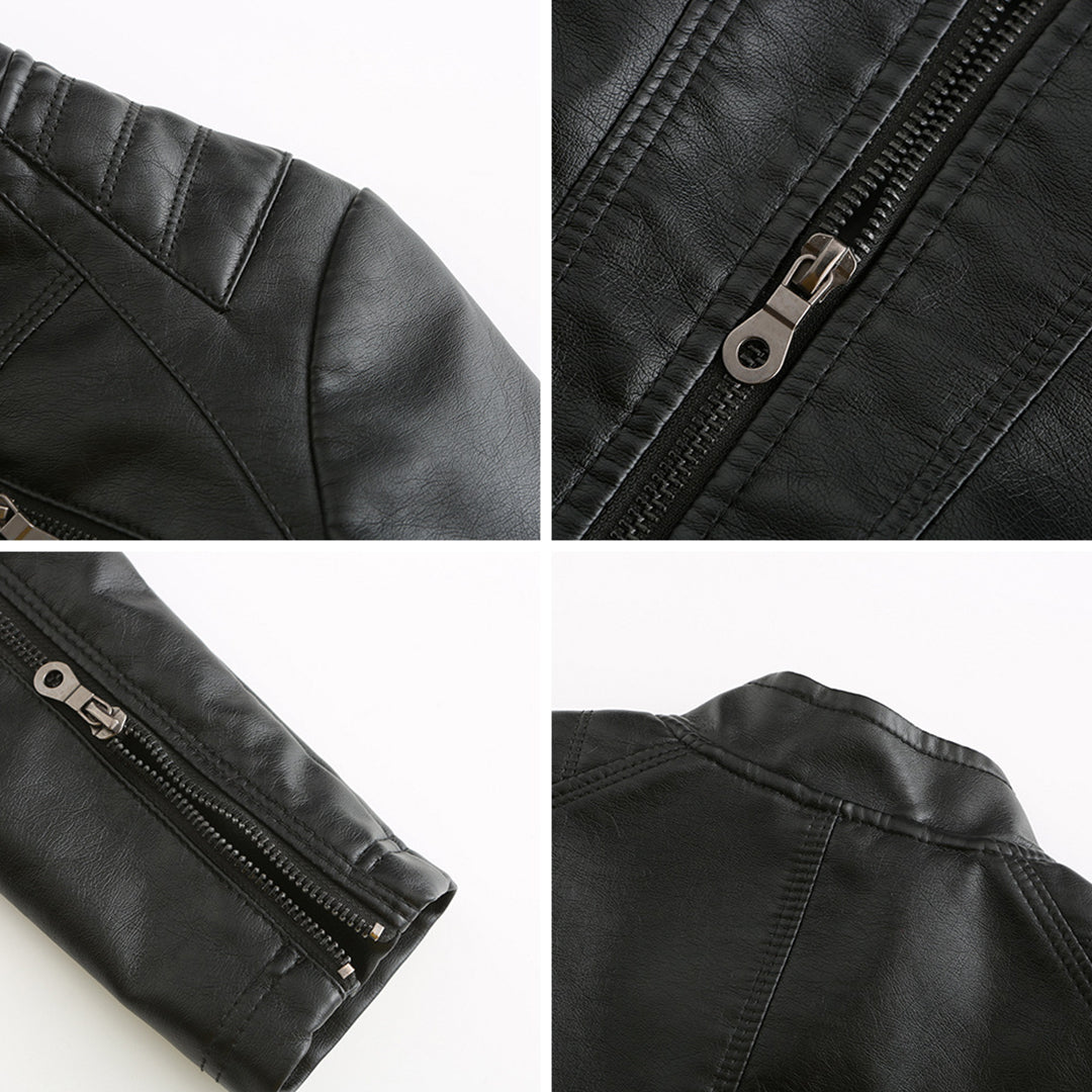 Andrijana Women’s Leather Jacket – Slim Fit Biker Jacket with Zip & Stand Collar