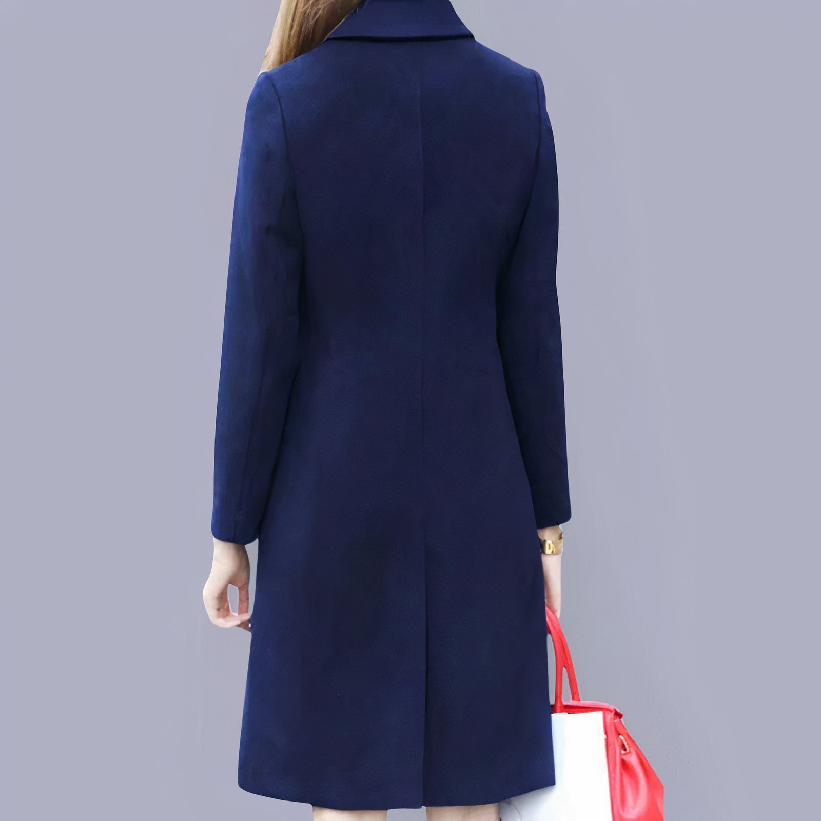 Analia Women’s Long Coat – Elegant Warm Winter Coat with Classic Button Closure