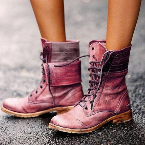 Ambre Women’s Leather Ankle Boots – Elegant Lace-Up Boots with Comfortable Fit