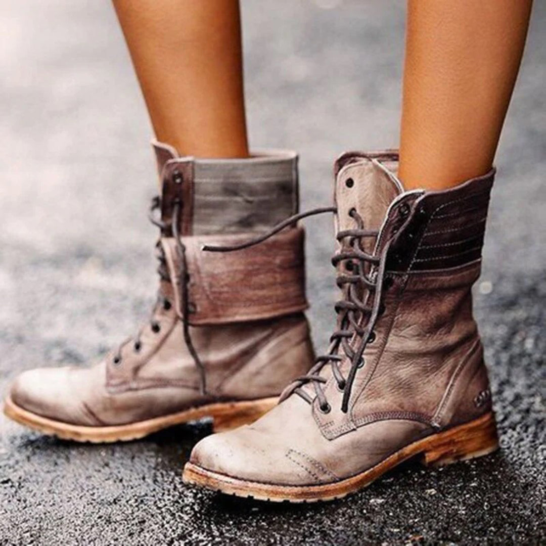 Ambre Women’s Leather Ankle Boots – Elegant Lace-Up Boots with Comfortable Fit