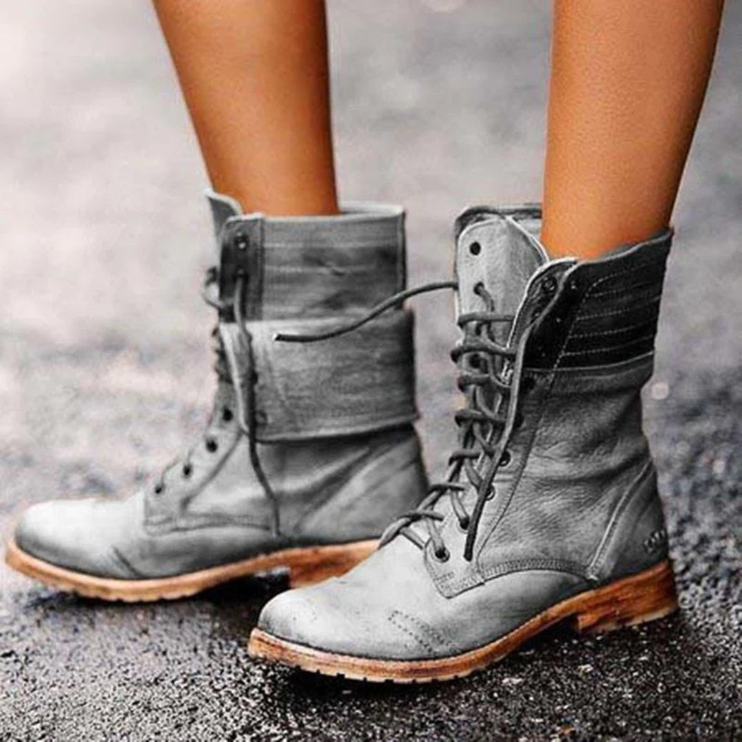 Ambre Women’s Leather Ankle Boots – Elegant Lace-Up Boots with Comfortable Fit