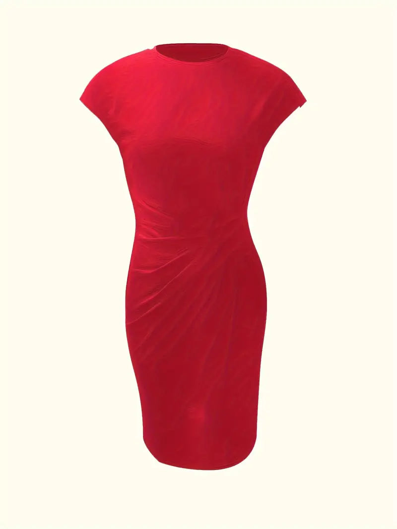 Mylene Women’s Midi Dress – Elegant Round Neck Dress with Flattering Modern Fit