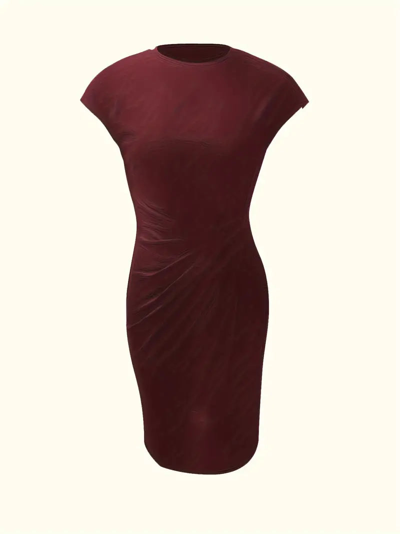 Mylene Women’s Midi Dress – Elegant Round Neck Dress with Flattering Modern Fit