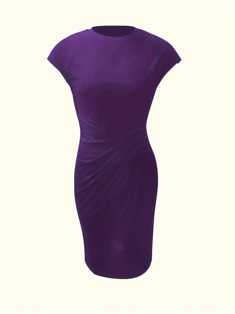Mylene Women’s Midi Dress – Elegant Round Neck Dress with Flattering Modern Fit