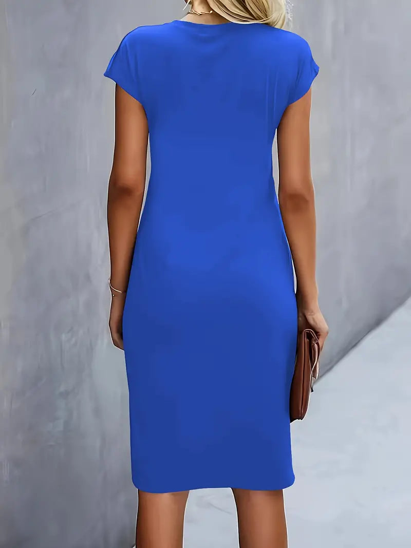 Mylene Women’s Midi Dress – Elegant Round Neck Dress with Flattering Modern Fit