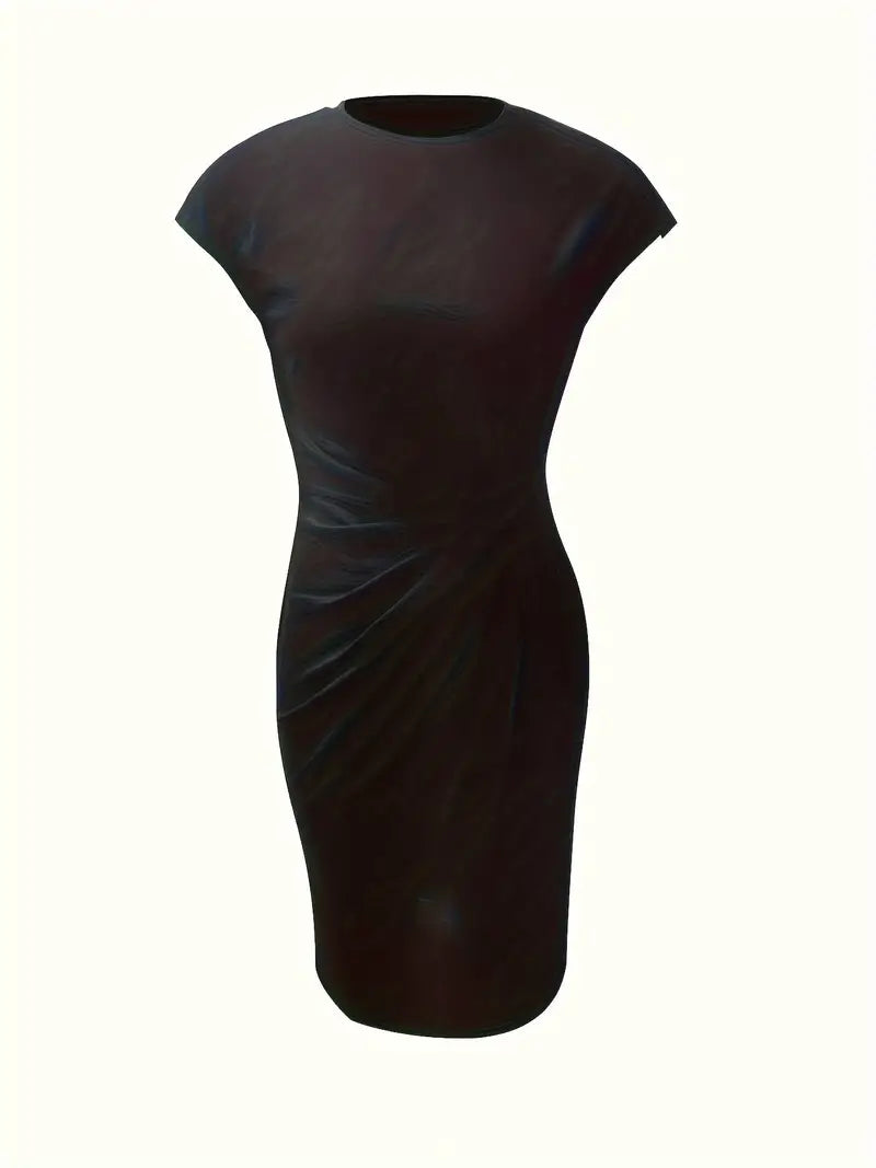 Mylene Women’s Midi Dress – Elegant Round Neck Dress with Flattering Modern Fit