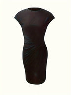 Mylene Women’s Midi Dress – Elegant Round Neck Dress with Flattering Modern Fit