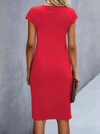 Mylene Women’s Midi Dress – Elegant Round Neck Dress with Flattering Modern Fit