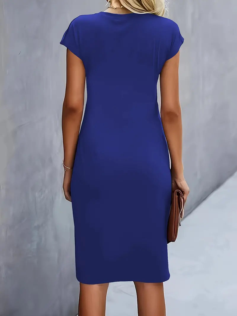Mylene Women’s Midi Dress – Elegant Round Neck Dress with Flattering Modern Fit
