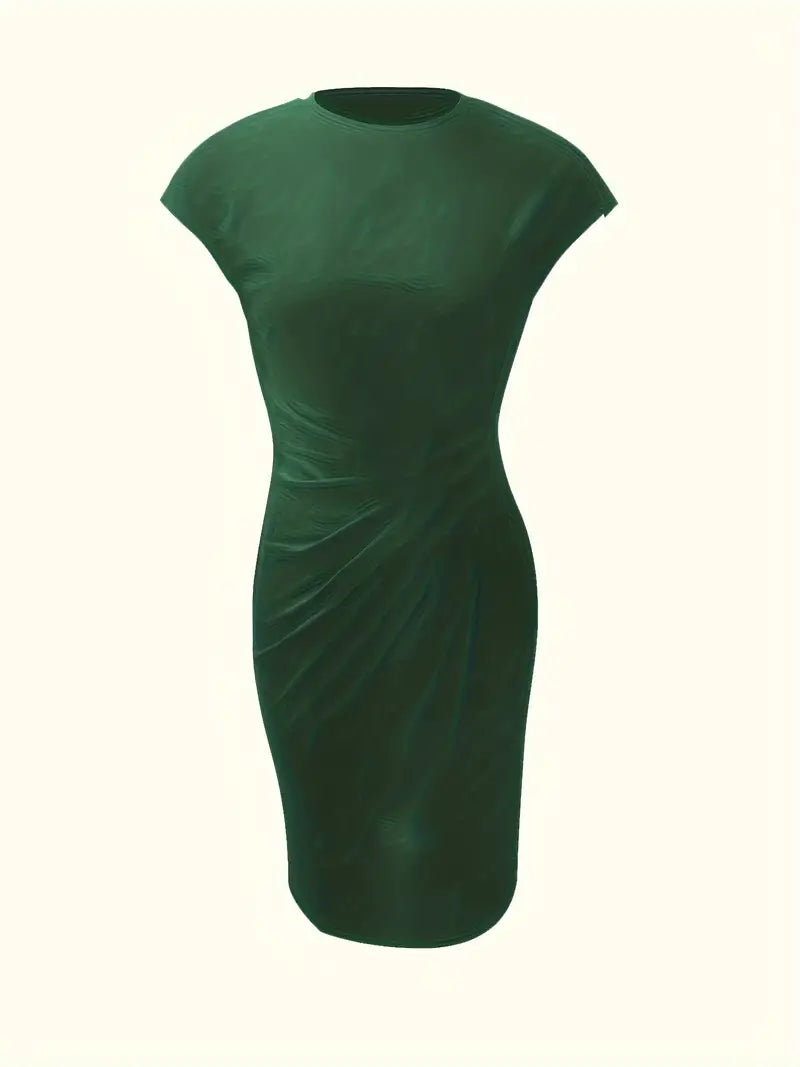 Mylene Women’s Midi Dress – Elegant Round Neck Dress with Flattering Modern Fit
