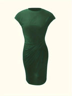 Mylene Women’s Midi Dress – Elegant Round Neck Dress with Flattering Modern Fit
